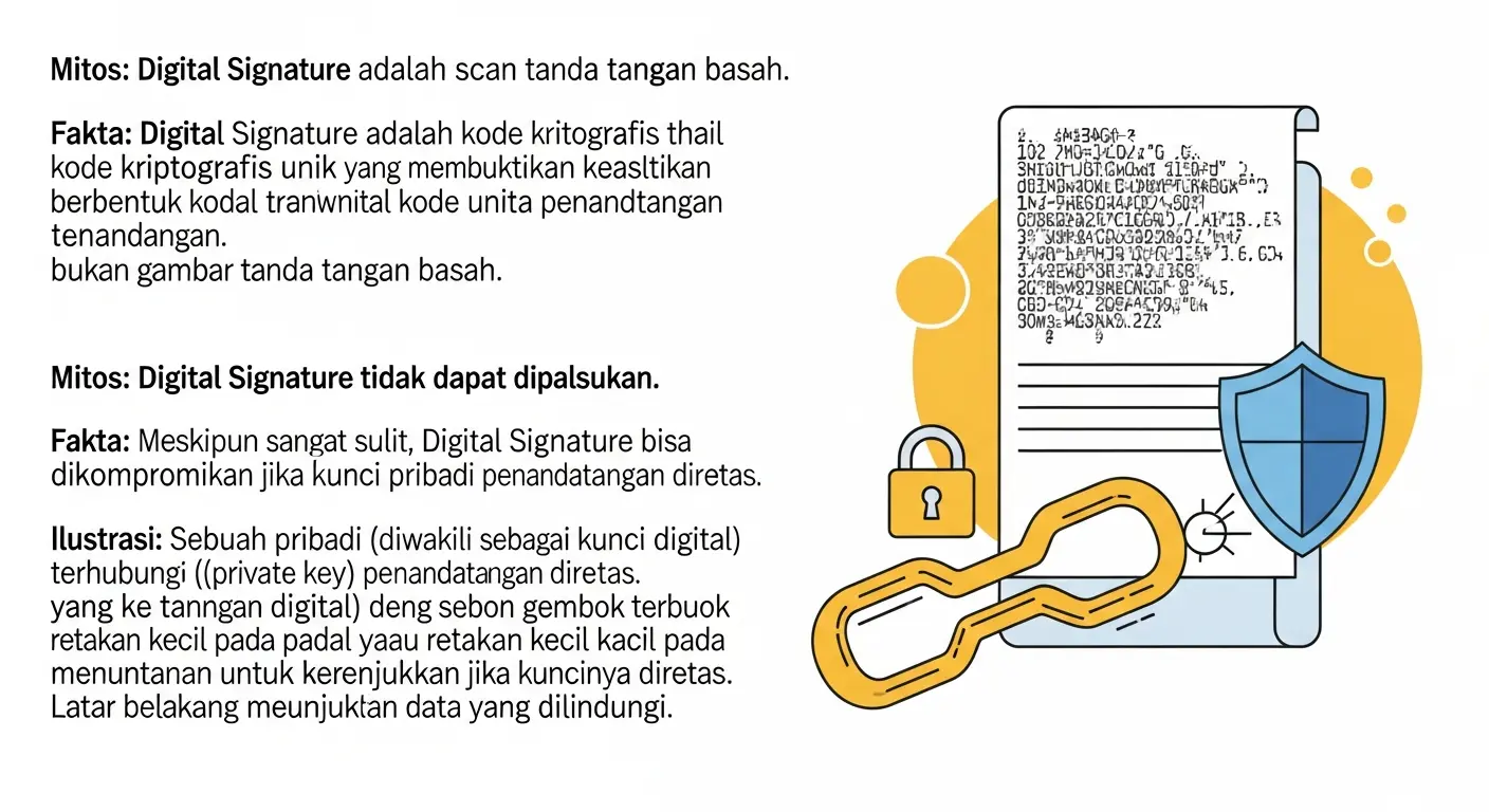 Mitos dan Fakta Digital Signature dalam Cybersecurity Artikel ini membahas mitos dan realitas seputar digital signature di bidang cybersecurity, serta penerapannya dalam menjaga keamanan data.