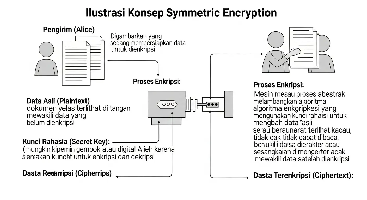 Penggunaan Symmetric Encryption dalam Cybersecurity Artikel ini membahas tentang symmetric encryption dan peranannya dalam cybersecurity, dengan fokus pada dampaknya terhadap keamanan data.