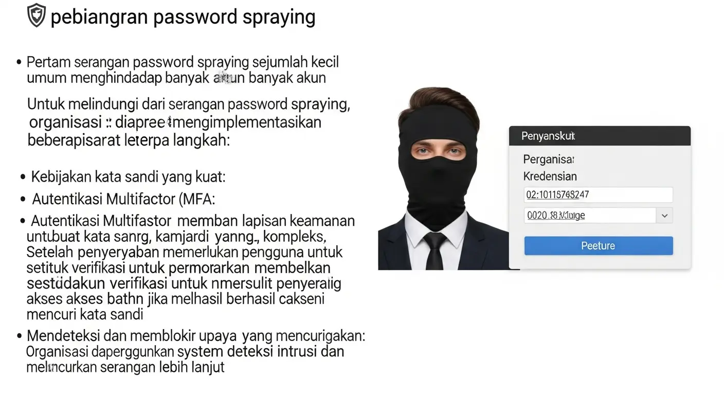 Password Spraying dalam Cybersecurity: Apa dan Bagaimana Melindunginya? Sebuah panduan lengkap tentang password spraying dalam cybersecurity, teknik serangan, risiko, dan cara melindungi.