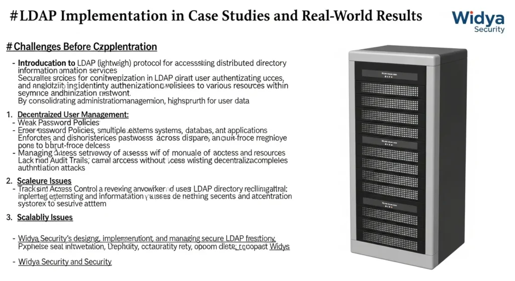 Implementasi LDAP dalam Cybersecurity: Studi Kasus dan Hasil Nyata Studi kasus implementasi LDAP dalam meningkatkan keamanan siber dan hasil nyata dari Widya Security.