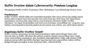 Buffer Overflow dalam Cybersecurity: Panduan Lengkap Pelajari tentang buffer overflow, kerentanan keamanan siber yang berbahaya, dan bagaimana cara melindungi sistem Anda dalam artikel ini.