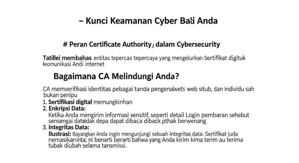 Certificate Authority: Kunci Keamanan Cyber bagi Anda Artikel ini membahas peran Certificate Authority dalam cybersecurity dan bagaimana mereka melindungi informasi Anda di internet.