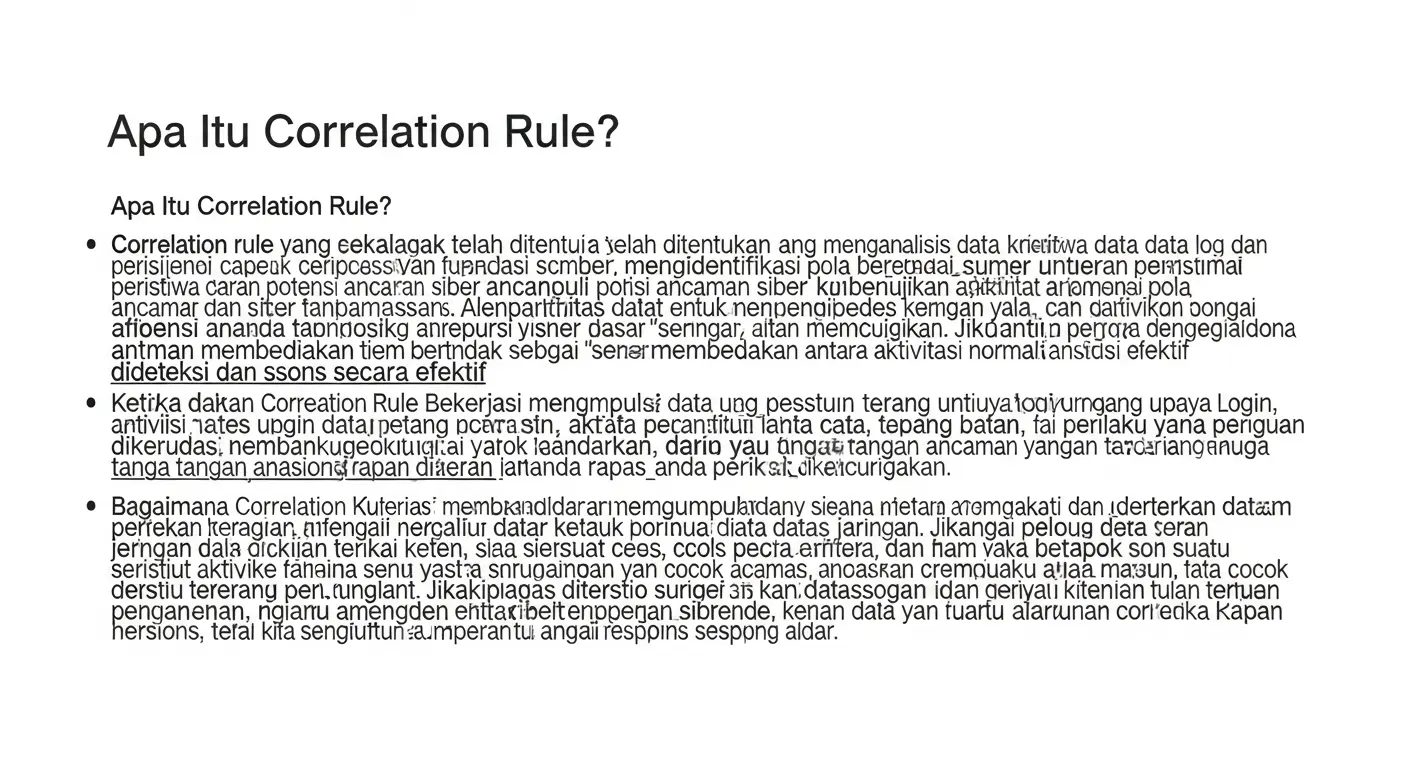 Understanding Correlation Rule dalam Cybersecurity Dalam artikel ini, kami membahas pentingnya correlation rule dalam bidang cybersecurity dan bagaimana mereka berfungsi dalam mendeteksi ancaman.