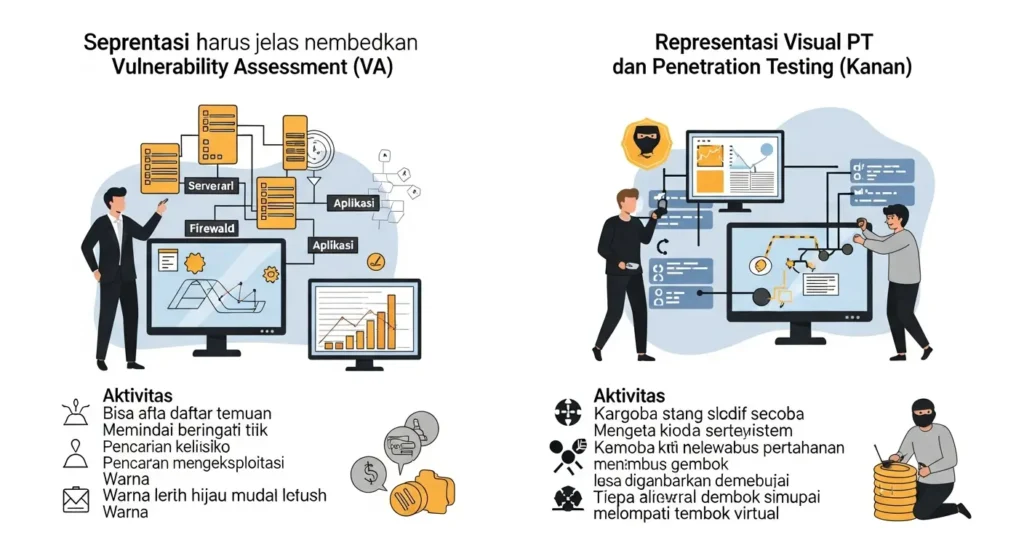 Perbedaan Vulnerability Assessment dengan Penetration Testing Artikel ini menjelaskan perbedaan antara vulnerability assessment dan penetration testing dalam cybersecurity.