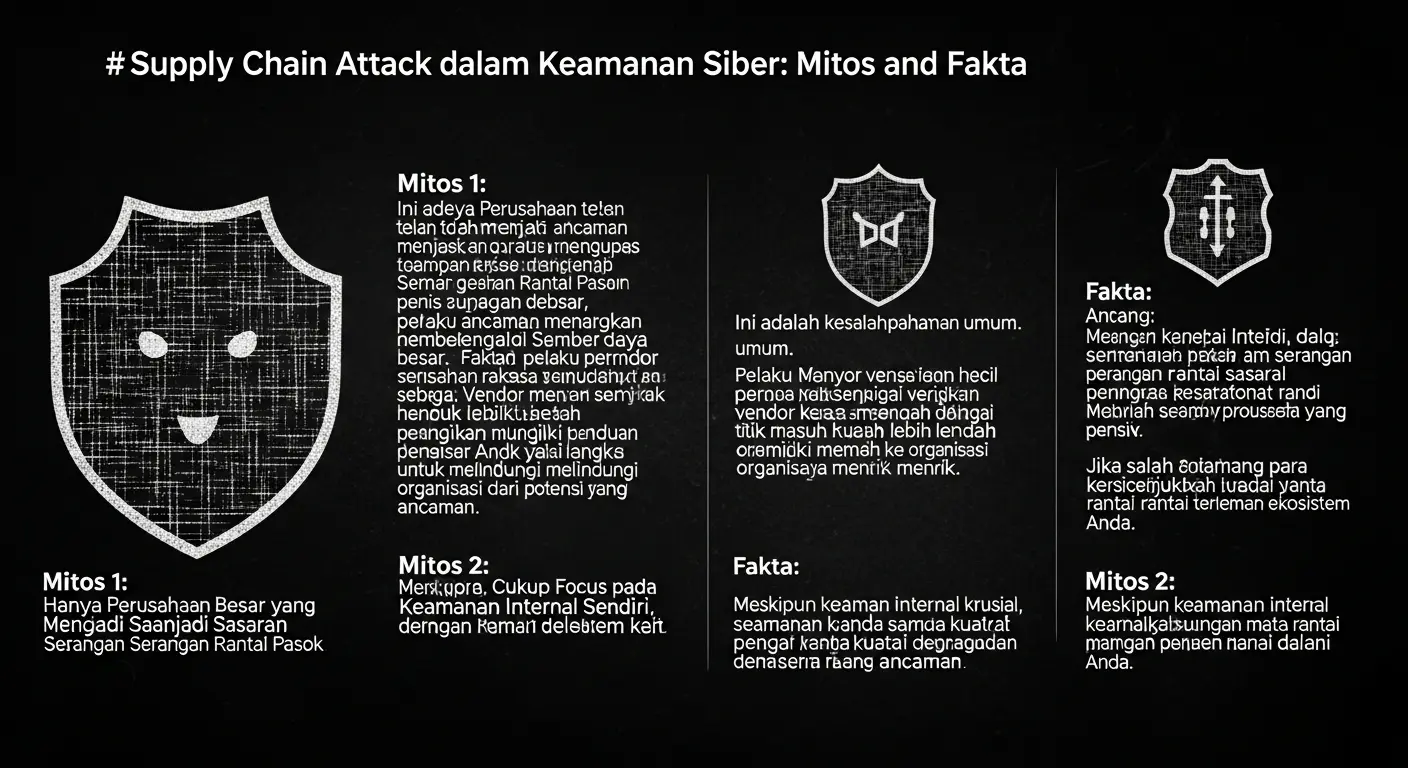 Mitos dan Fakta Seputar Supply Chain Attack dalam Keamanan Siber Isi artikel ini mengupas mitos dan fakta mengenai serangan rantai pasok di bidang keamanan siber, serta langkah-langkah untuk melindungi diri.
