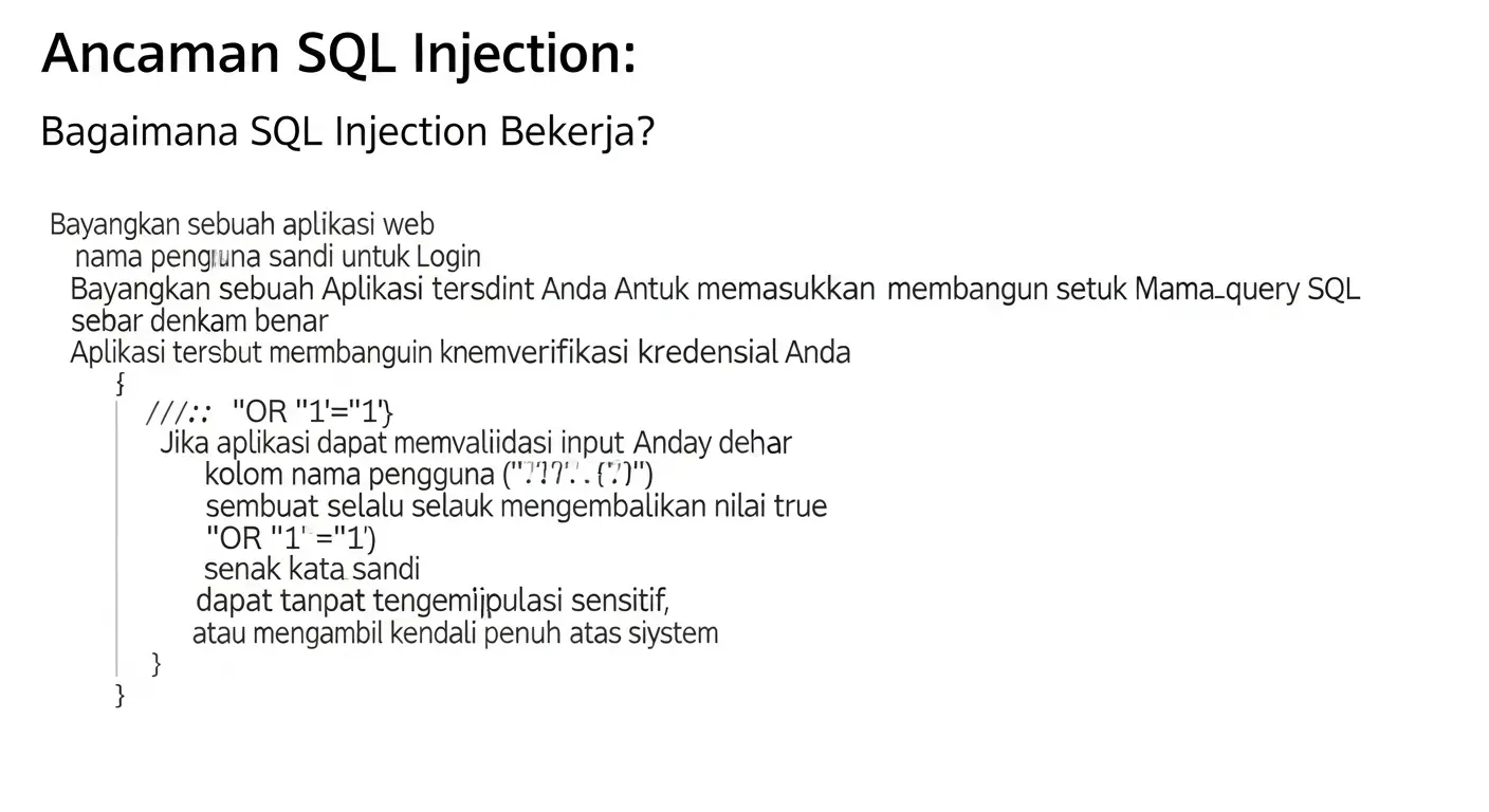 SQL Injection: Ancaman Serius dalam Cybersecurity Artikel ini membahas ancaman SQL Injection dalam bidang cybersecurity serta langkah-langkah pencegahan dan solusi seperti penetration testing.