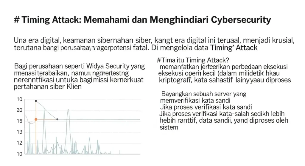 Timing Attack: Memahami dan Menghindari Ancaman Cybersecurity Dalam artikel ini, saya membahas Timing Attack dalam cybersecurity, terutama dalam konteks perusahaan Widya Security yang berfokus pada penetration testing.