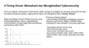 Timing Attack: Memahami dan Menghindari Ancaman Cybersecurity Dalam artikel ini, saya membahas Timing Attack dalam cybersecurity, terutama dalam konteks perusahaan Widya Security yang berfokus pada penetration testing.