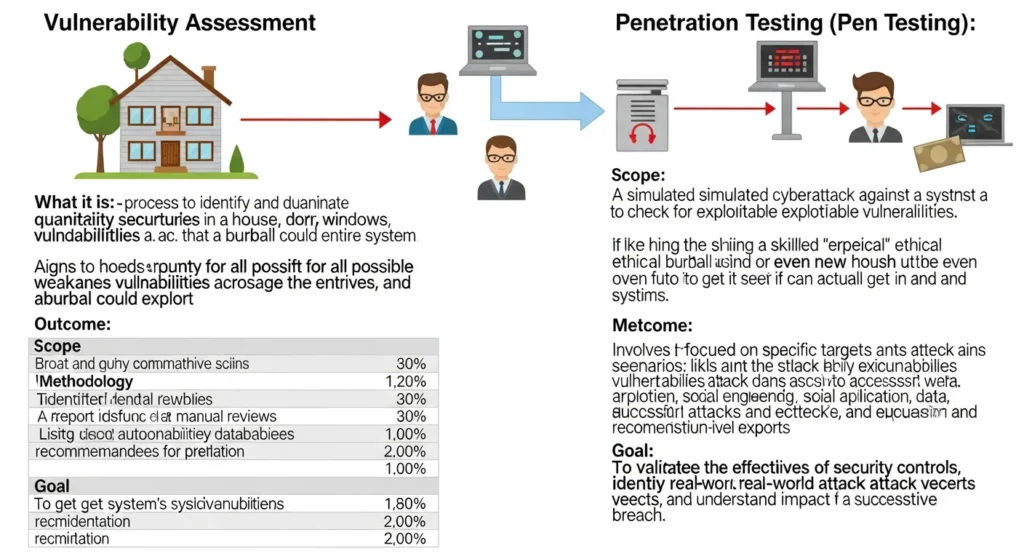 Perbedaan Vulnerability Assessment dan Penetration Testing Temukan perbedaan antara vulnerability assessment dan penetration testing dalam cybersecurity untuk memahami pentingnya kedua proses ini.