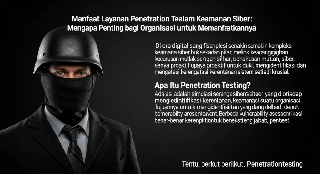 Manfaat Layanan Penetration Testing dalam Keamanan Siber Artikel ini membahas manfaat dari layanan penetration testing untuk keamanan siber dan mengapa penting bagi organisasi untuk memanfaatkan layanan ini.