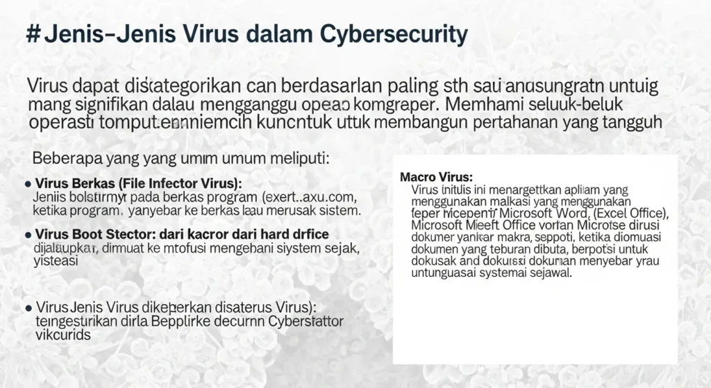 Virus dalam Cybersecurity: Memahami Ancaman dan Solusi Artikel ini membahas tentang virus dalam bidang cybersecurity, memberikan wawasan tentang jenis virus, penyebaran, serta langkah pencegahannya.