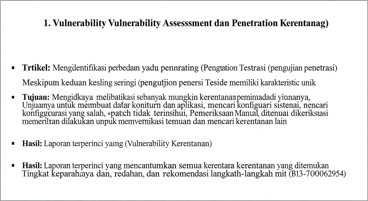 Perbedaan Vulnerability Assessment dan Penetration Testing Artikel ini membahas perbedaan antara vulnerability assessment dan penetration testing dalam cybersecurity, mencakup tujuan, proses, dan hasil dari masing-masing metode.