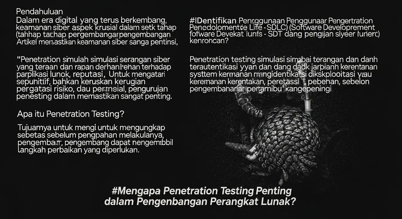 Pentingnya Penggunaan Penetration Testing Software Development Tools Artikel ini membahas alat pengujian penetrasi yang penting dalam pengembangan perangkat lunak untuk keamanan siber.