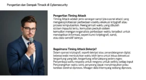 Pengertian dan Dampak Timing Attack di Cybersecurity Timing Attack adalah ancaman serius di dunia cybersecurity. Artikel ini mengeksplorasi implikasi dan bagaimana mencegahnya.