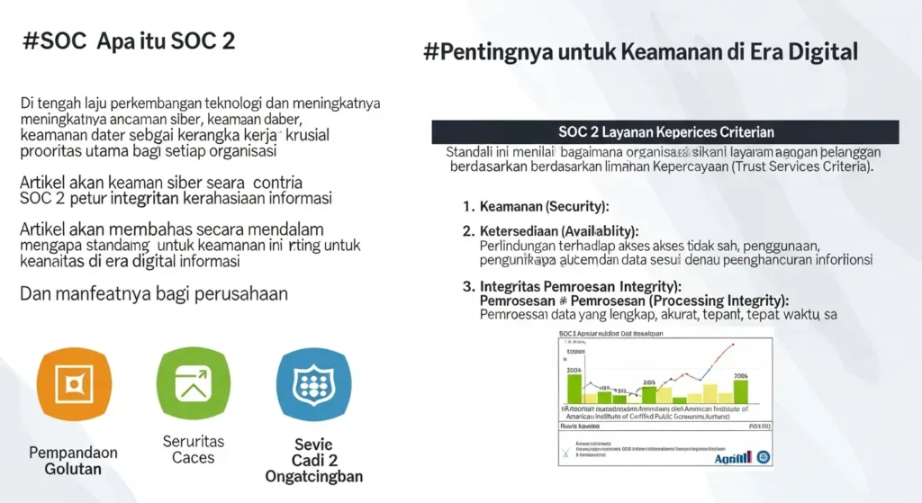 SOC 2: Pentingnya untuk Keamanan Siber di Era Digital Artikel ini membahas SOC 2, pentingnya untuk keamanan siber, dan manfaatnya bagi perusahaan. Dapatkan pemahaman mendalam tentang SOC 2 dan langkah-langkah implementasinya.