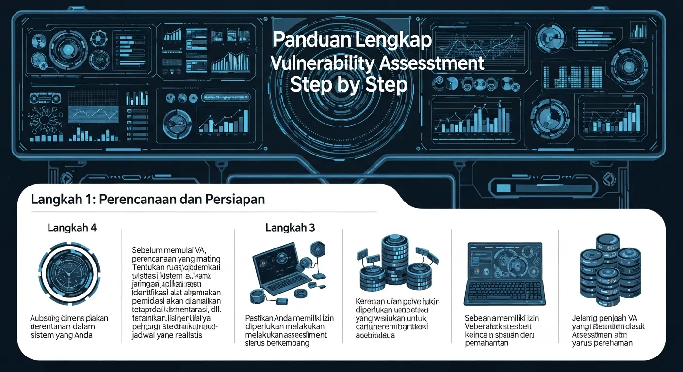 Vulnerability Assessment Step by Step Dalam Cybersecurity Ikuti langkah-langkah vulnerability assessment step by step untuk melindungi sistem Anda dari ancaman siber. Artikel komprehensif dari Widya Security.