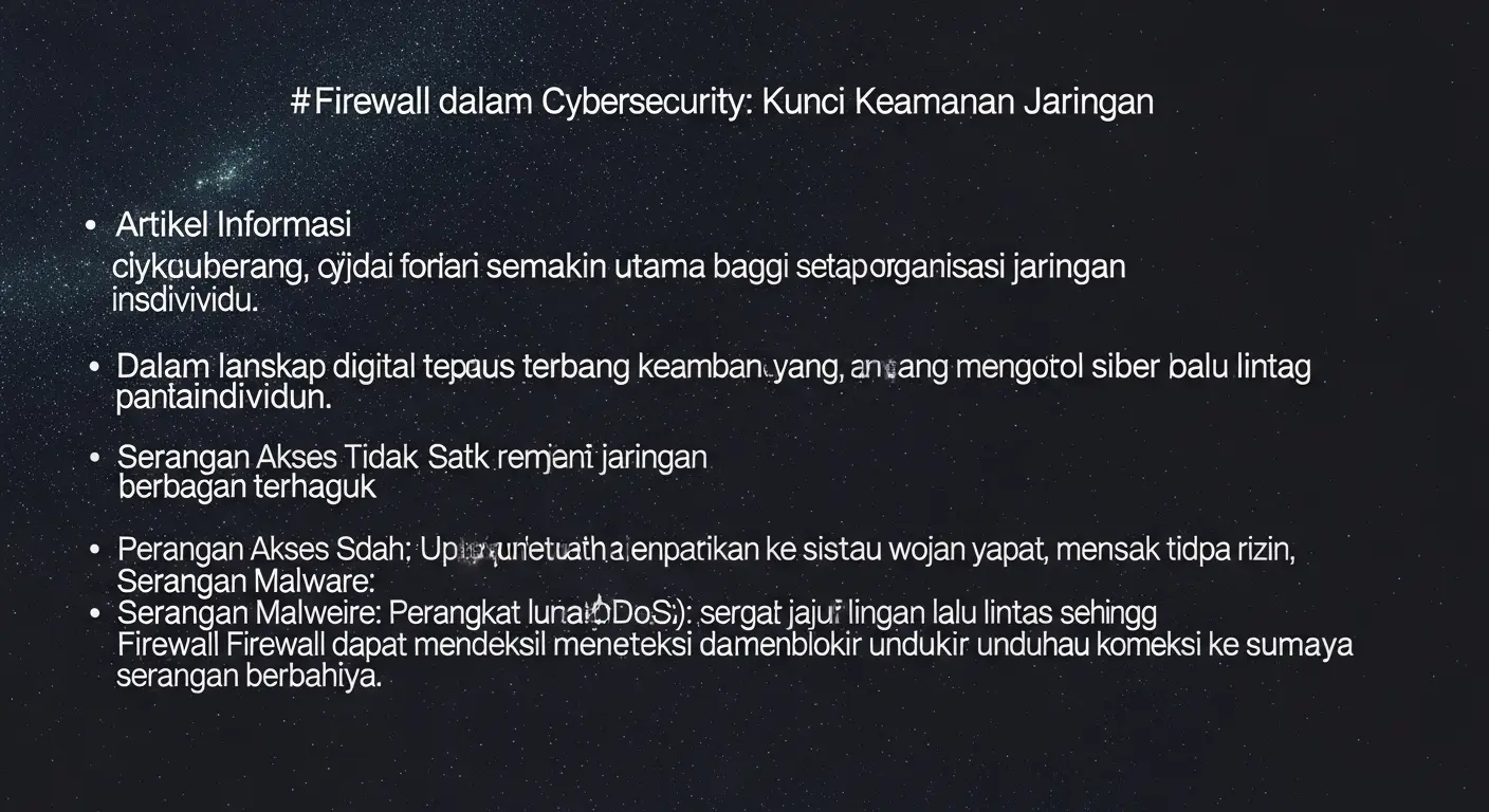 Firewall dalam Cybersecurity: Kunci Keamanan Jaringan Artikel informasi tentang pentingnya Firewall dalam cybersecurity dan cara kerjanya serta peranan dalam penetration testing.