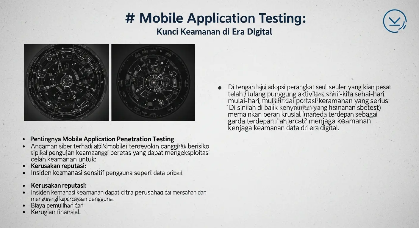 Mobile Application Penetration Testing: Kunci Keamanan di Era Digital Pembahasan mengenai pentingnya mobile application penetration testing di dunia cybersecurity serta proses dan manfaatnya bagi keamanan aplikasi.