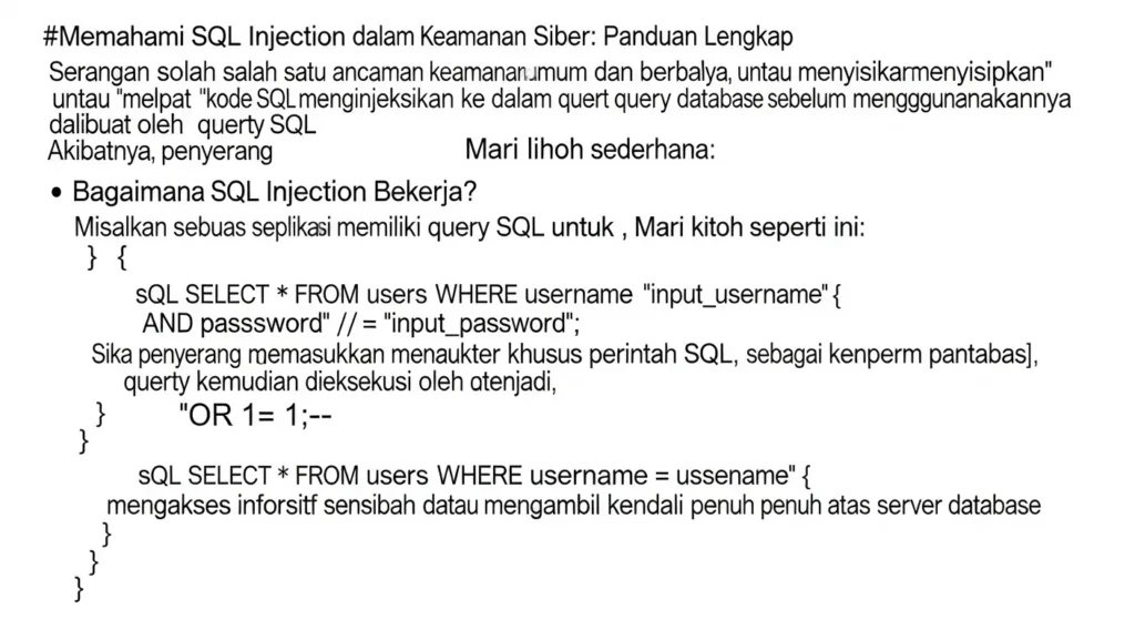 Memahami SQL Injection dalam Keamanan Siber Panduan lengkap mengenai SQL Injection dalam bidang cybersecurity, dilengkapi dengan tips perlindungan dan statistik terkini.