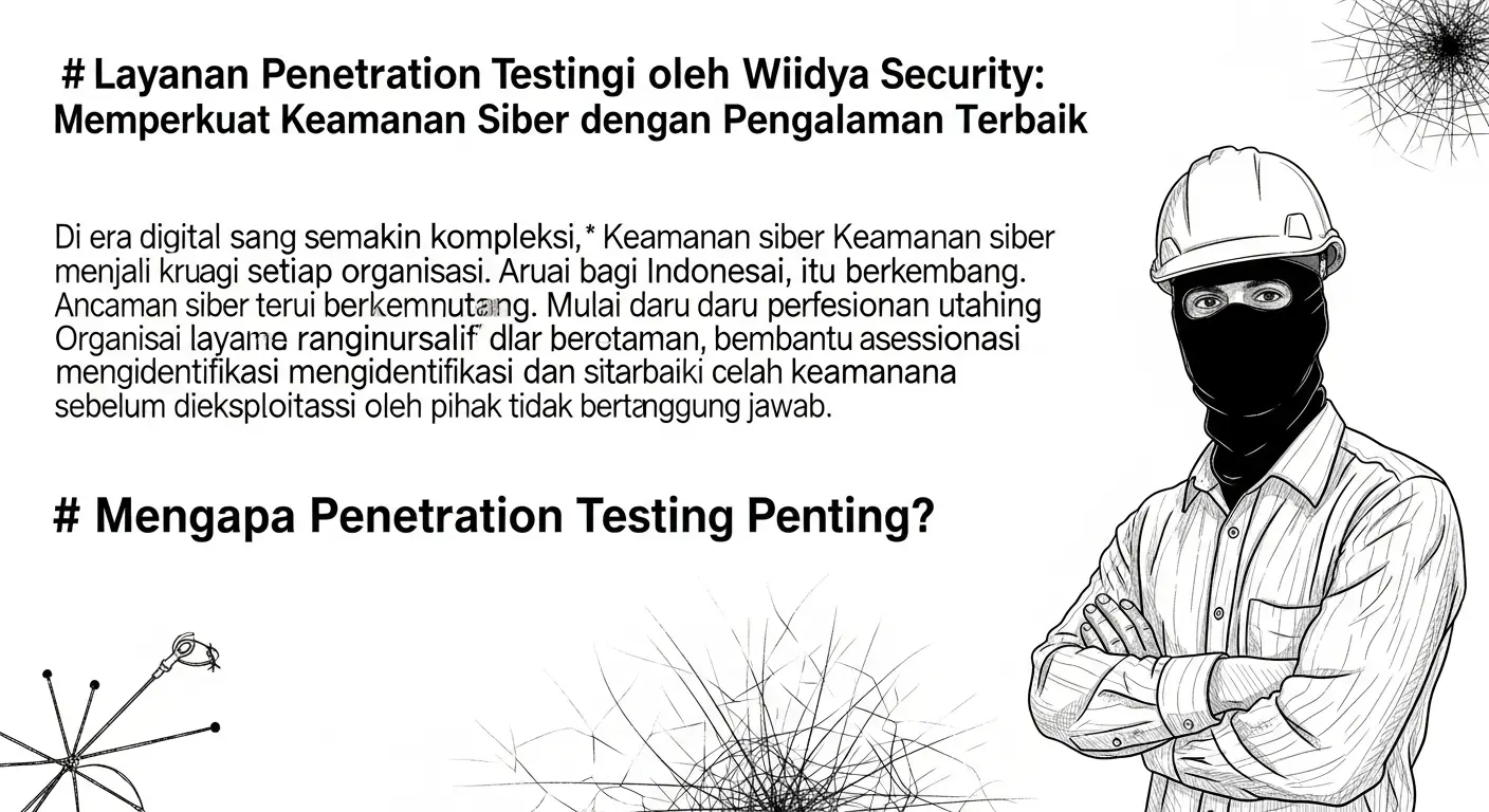 Layanan Penetration Testing di Indonesia oleh Widya Security Artikel ini menjelaskan tentang layanan penetration testing yang ditawarkan oleh Widya Security di Indonesia, pentingnya dalam cybersecurity dan pengalaman saya menggunakan layanan mereka.