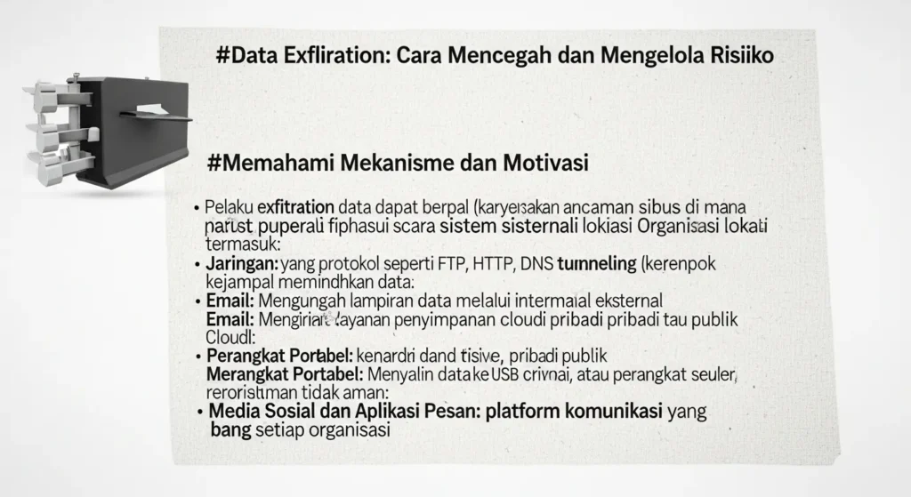 Data Exfiltration: Cara Mencegah dan Mengelola Risiko Article about Data Exfiltration in cybersecurity, highlighting prevention and risk management strategies.
