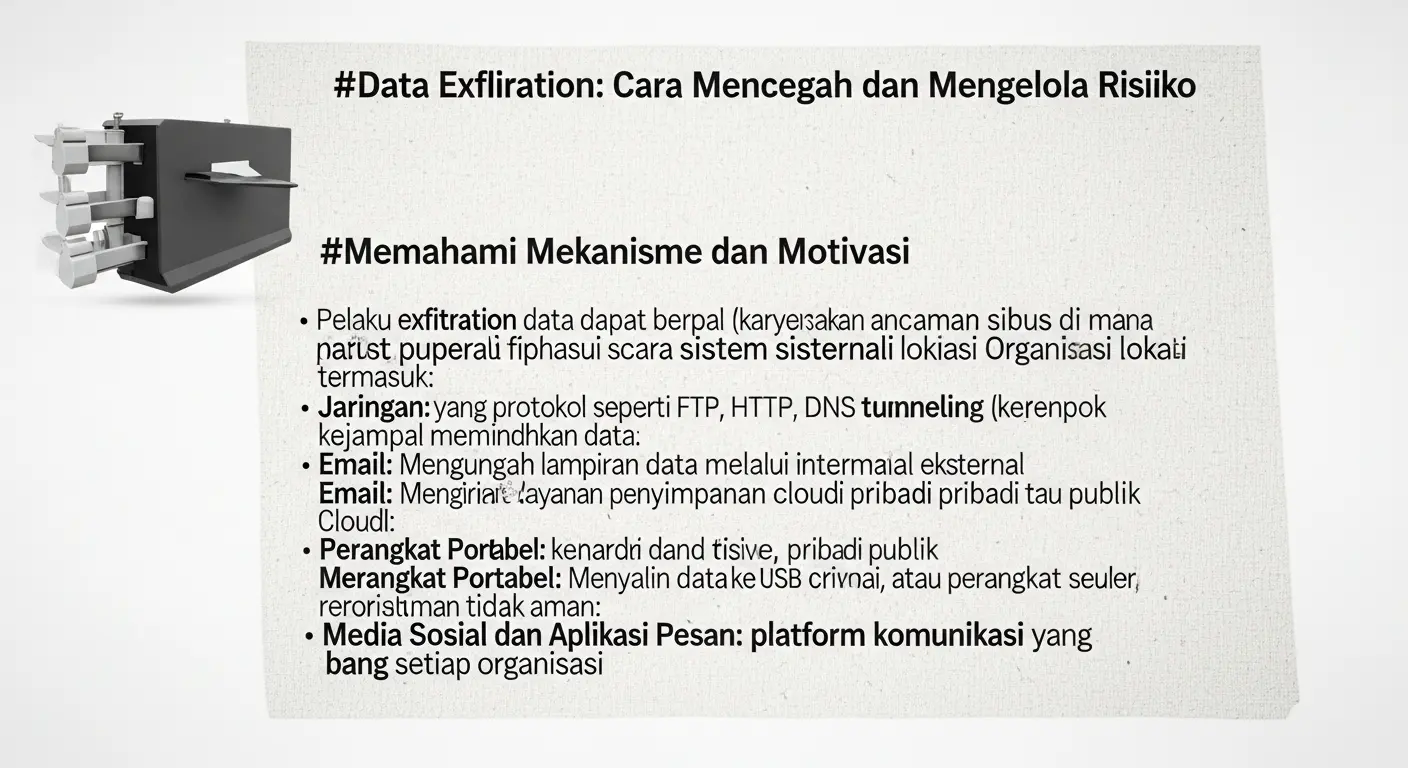 Data Exfiltration: Cara Mencegah dan Mengelola Risiko Article about Data Exfiltration in cybersecurity, highlighting prevention and risk management strategies.