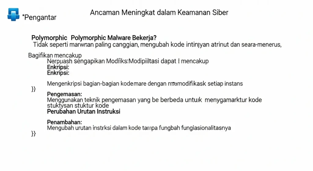 Polymorphic Malware: Ancaman Meningkat dalam Keamanan Siber Artikel ini membahas tentang polymorphic malware, ancaman signifikan dalam dunia cybersecurity, serta strategi perlindungan yang efektif.