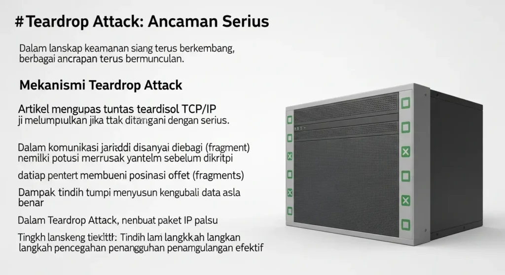 Teardrop Attack: Ancaman Serius dalam Cybersecurity Artikel tentang Teardrop Attack dalam keamanan siber, mengupas dampak, pencegahan dan langkah yang bisa diambil.