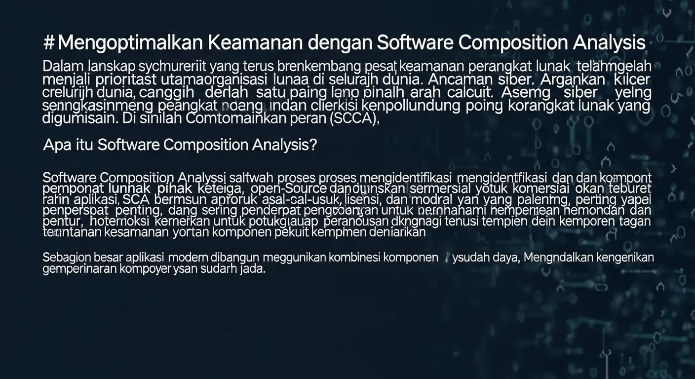 Mengoptimalkan Keamanan dengan Software Composition Analysis Artikel ini membahas pentingnya Software Composition Analysis dalam bidang cybersecurity, serta manfaat dan implementasinya untuk meningkatkan keamanan perangkat lunak.