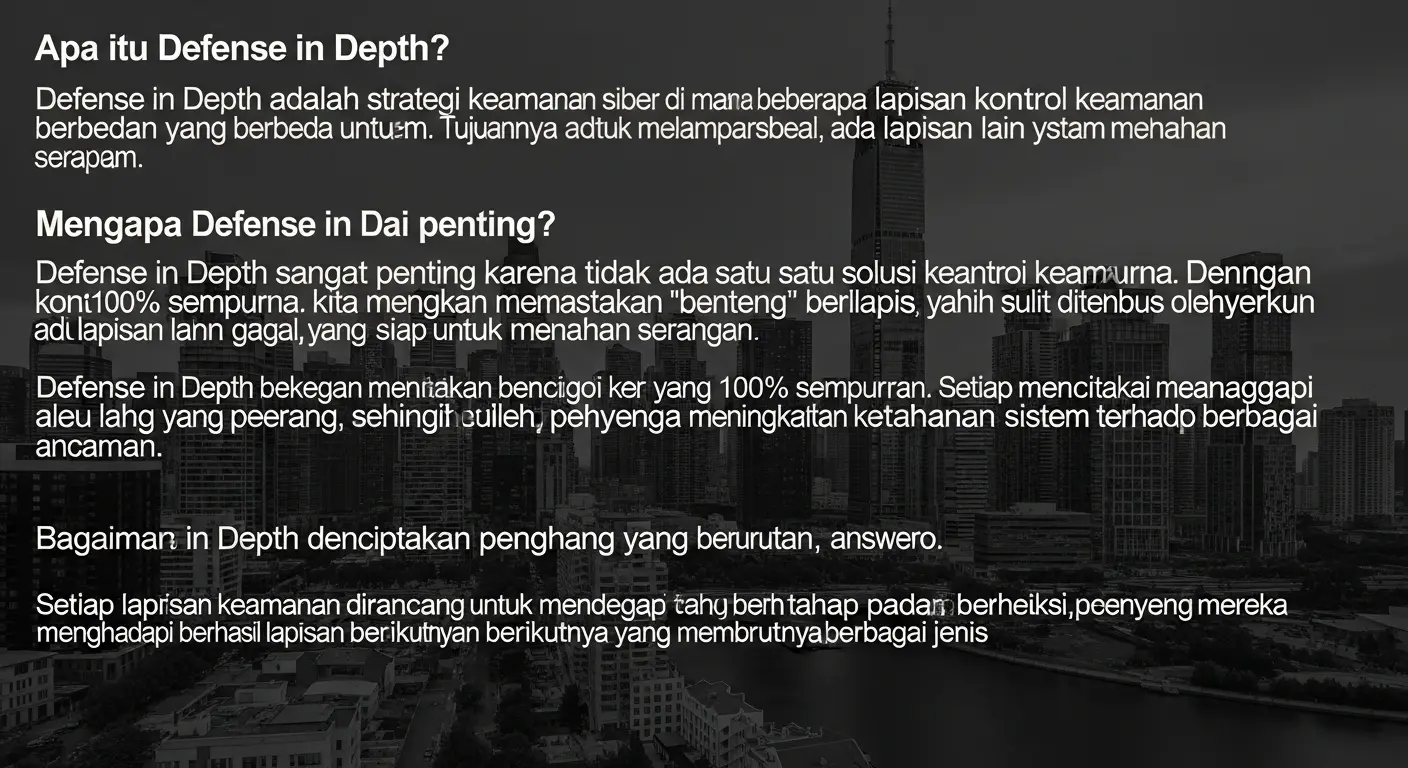 Memahami Defense in Depth dalam Cybersecurity Artikel ini menjelaskan tentang konsep Defense in Depth dalam cybersecurity dengan format Q&A yang bersahabat dan mudah dipahami.