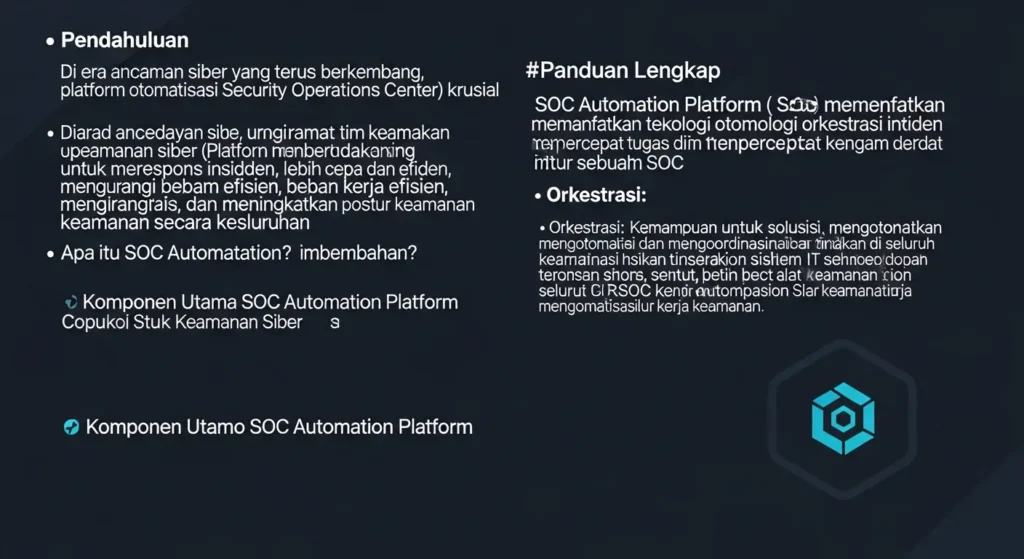 SOC Automation Platform untuk Keamanan Siber Panduan lengkap tentang SOC Automation Platform dalam cybersecurity.