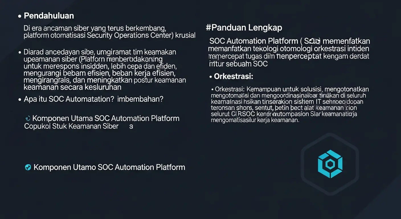 SOC Automation Platform untuk Keamanan Siber Panduan lengkap tentang SOC Automation Platform dalam cybersecurity.