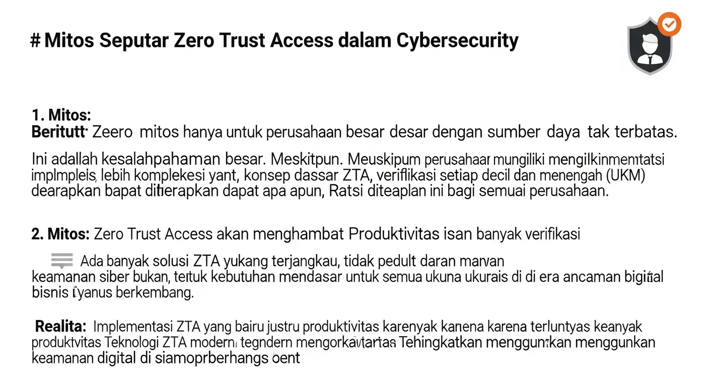 Mitos Seputar Zero Trust Access dalam Cybersecurity Membedah berbagai mitos tentang Zero Trust Access dalam keamanan siber dan menyadarkan pentingnya pendekatan ini untuk semua perusahaan.
