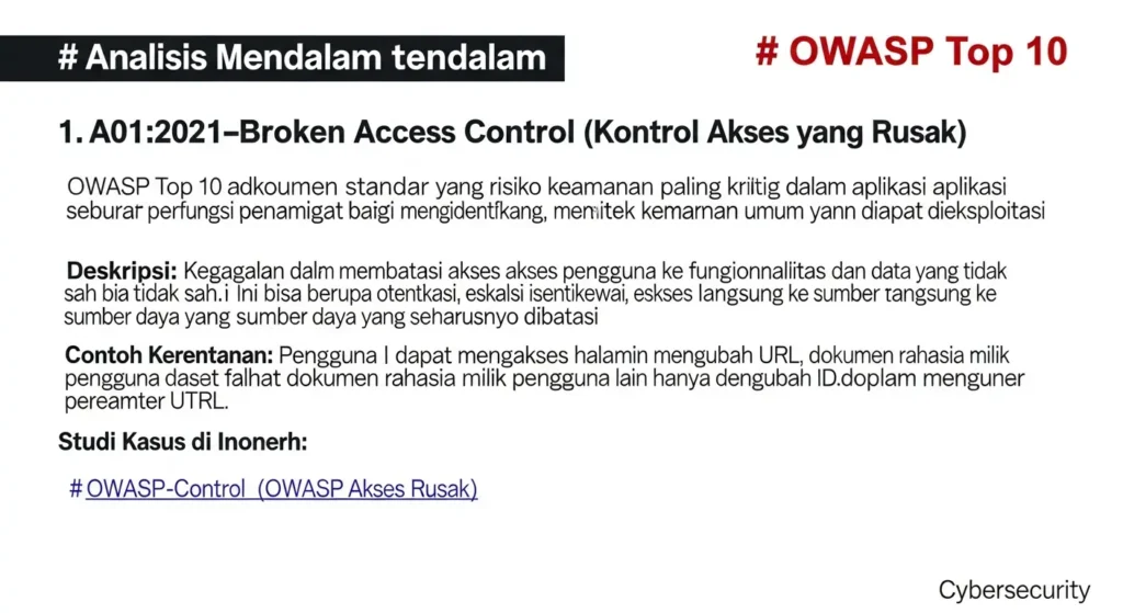 Analisis Mendalam tentang OWASP Top 10 dalam Cybersecurity Studi kasus mengenai OWASP Top 10 dan penerapannya di bidang cybersecurity di Indonesia.