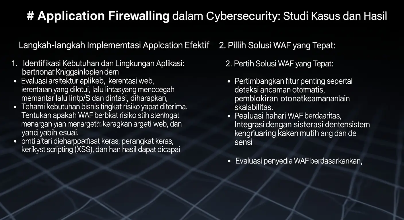 Application Firewalling dalam Cybersecurity: Studi Kasus dan Hasil Pelajari tentang Application Firewalling dalam cybersecurity dengan langkah-langkah implementasi yang efektif dan studi kasus nyata.