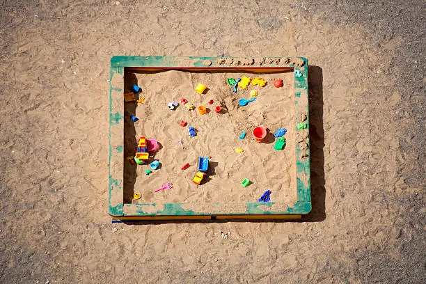 Sandbox. Day care center (kindergarten). Top view.