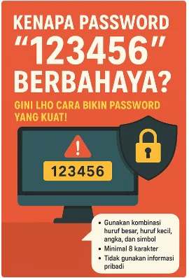 cara membuat password kuat dan aman, bahaya password lemah yang mudah dibobol hacker, contoh password kuat dengan kombinasi huruf angka dan simbol