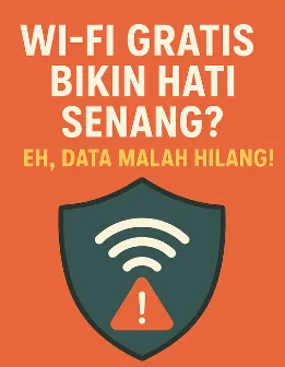 bahaya wifi gratis di tempat umum seperti kafe dan bandara, ilustrasi bahaya wifi gratis yang bisa dicuri hacker, jenis ancaman dan bahaya wifi gratis untuk keamanan data